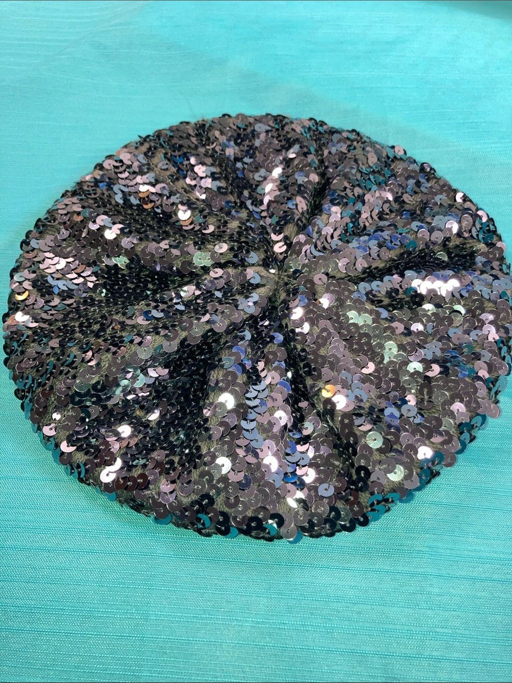 Vintage Sequin Beret Hat - charcoal